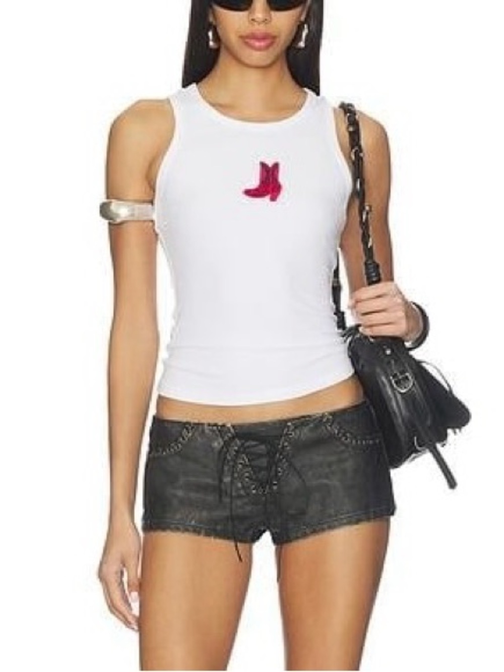 superdown Red Cowboy Boot Ribbed Tank Top Small Revolve